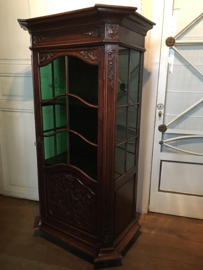 A Carved Oak Showcase Cabinet End 19thc Small Furniture Navarro