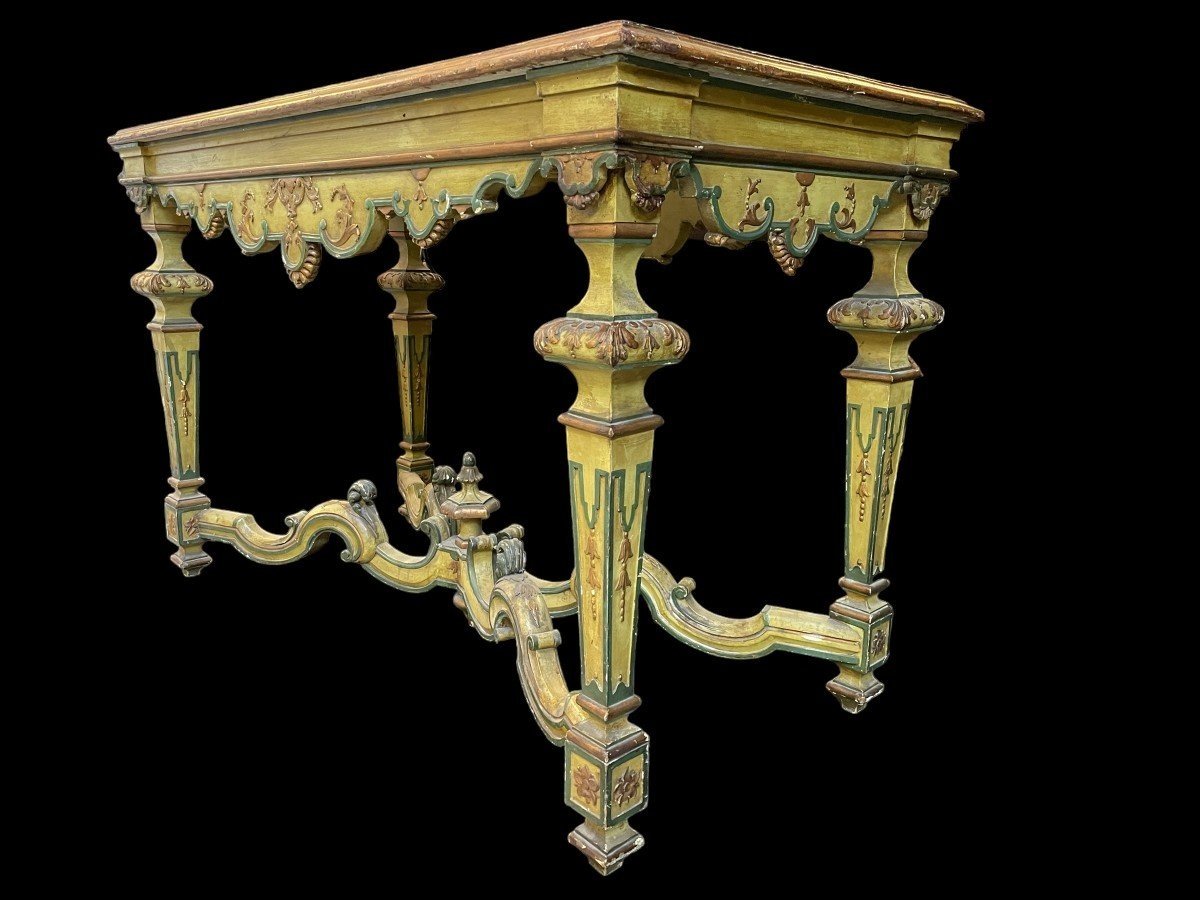 Centre table in painted wood in Regence style Decorative table with top painted in 