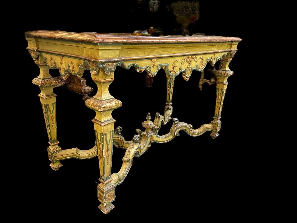 Centre table in painted wood in Regence style Decorative table with top painted in 