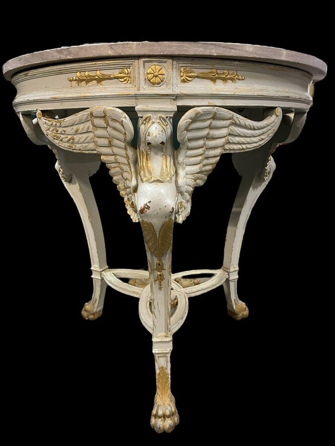 Empire Style Centre Table From The 19th Century. Round Table On 3 Legs Representing 