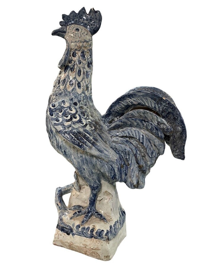 Hand-Painted Rooster In Ceramic 18th Century. Decorative Rooster In Good Condition With Some Minor Defects. Dimensions : Height : 47,5 Cm Width : 16,5 Cm Depth : 27 Cm French Manufacture From The 18th Century.