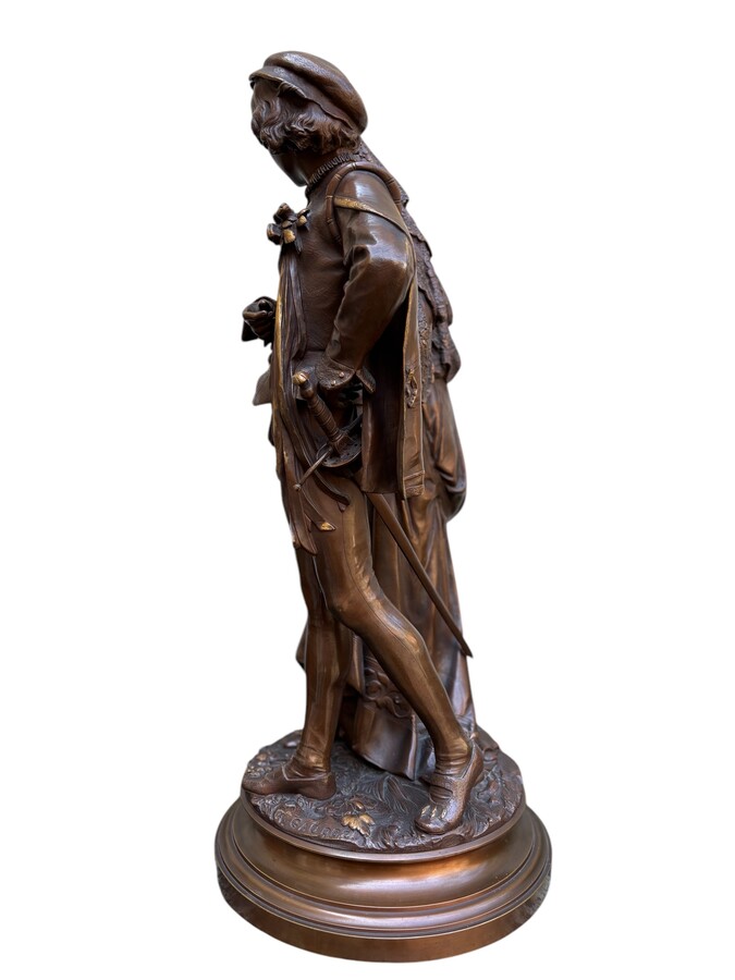 Large bronze double sculpture ‘nobles’ by A.GAUDEZ , 19th century Quality sculpture with superb details and a double patina representing a noble couple, standing on a turntable and signed by A.GAUDEZ 