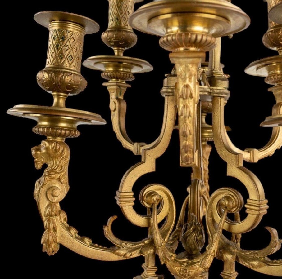 Pair Of Large Bronze Candelabras 