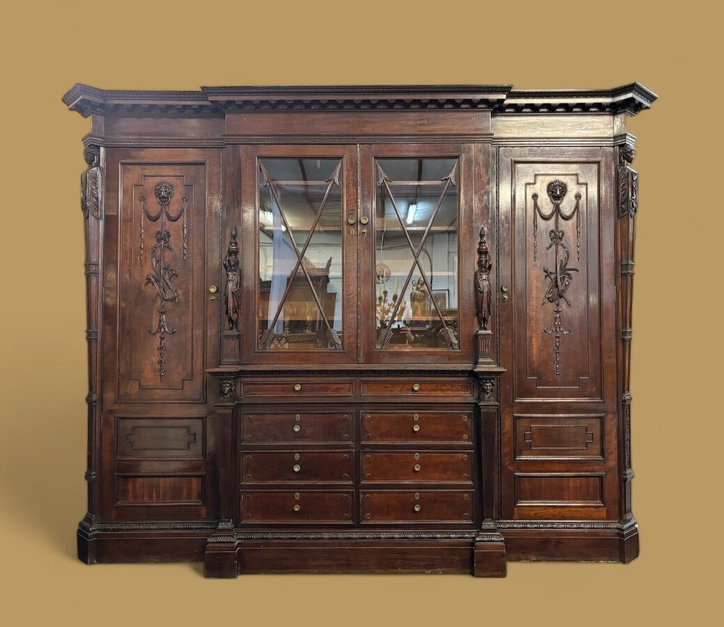 Rare, large 19th century Empire style mahogany 