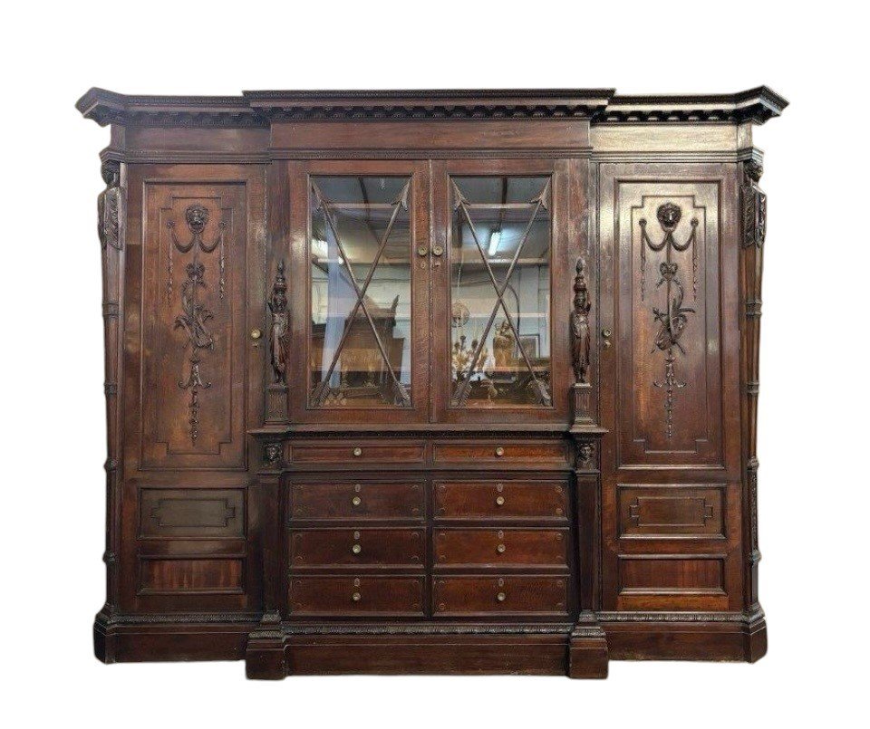 Rare, large 19th century Empire style mahogany 